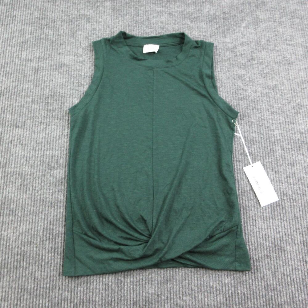 Seventy Eight And Sunny Tank Womens S Hunter Green Twist Front Slub NWT